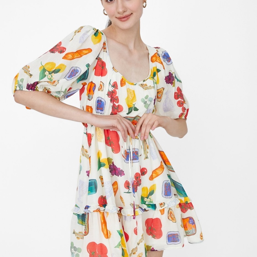Lisa Says Gah Leila Babydoll Italian Summer Puff Sleeve Dress